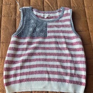 Lucky Brand Red and White Striped Muscle Tee